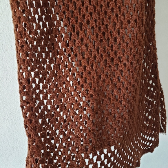 🏝 crochet beach ⛱ sleveless brown cover up size XS .cotton . - Picture 6 of 7